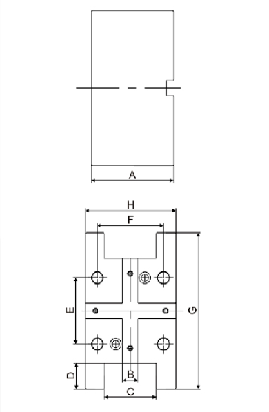 Резцедержатель BMT55 двойной для наружной обработки, сечение 25х25, вылет - 80 мм