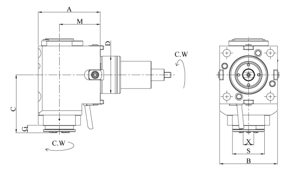 Головка сверлильно-фрезерная DW230-CW-DF55-25-60