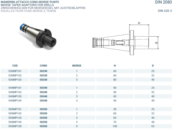 Оправка ISO50 DIN2080 H100 CM5 PUNTE