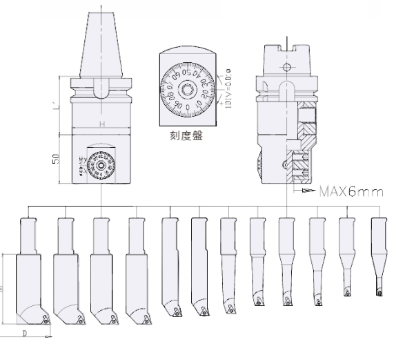 Расточная головка BT50-NBJ16-12P